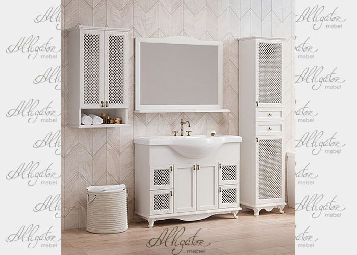 Аллигатор-мебель Валенсия 65 комплект мебели для ванной (тумба решетка + зеркало), массив бука