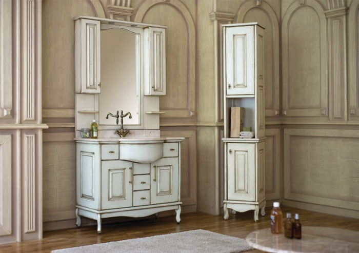 Аллигатор-мебель Capan H(D) (цвет 9001 + патина золото) комплект мебели для ванной, массив дуба