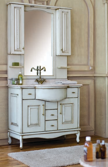 Аллигатор-мебель Capan H(D) (цвет 9001 + патина золото) комплект мебели для ванной, массив дуба