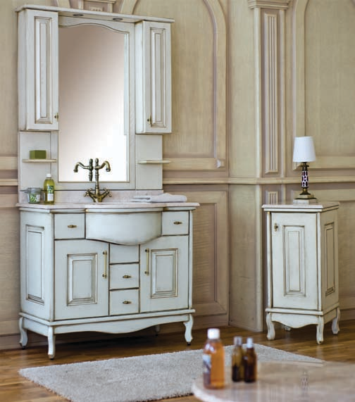 Аллигатор-мебель Capan H(D) (цвет 9001 + патина золото) комплект мебели для ванной, массив дуба