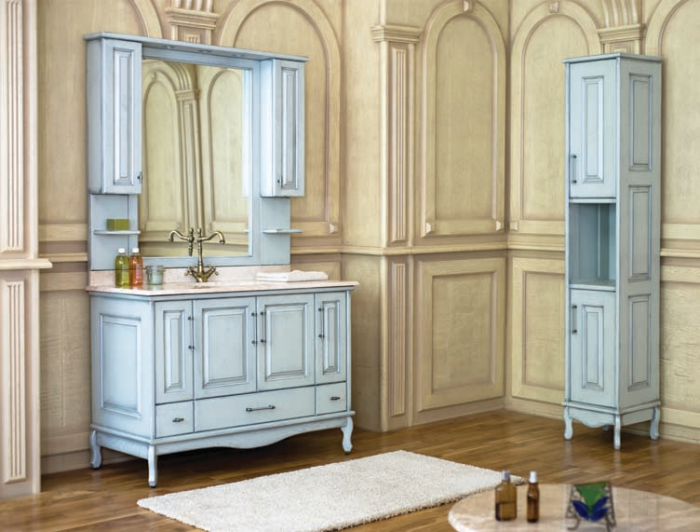 Аллигатор-мебель Capan Е(D) (цвет 9018 + патина серебро) комплект мебели для ванной, массив дуба